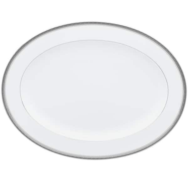 Noritake Charlotta Platinum 16 in. (Platinum) Porcelain Oval Platter