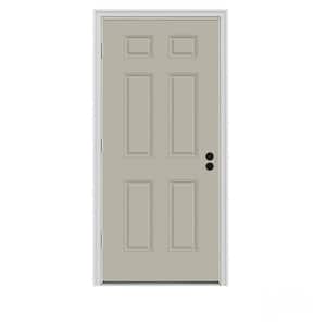 30 in. x 80 in. 6-Panel Desert Sand Painted Steel Prehung Right-Hand Outswing Front Door w/Brickmould