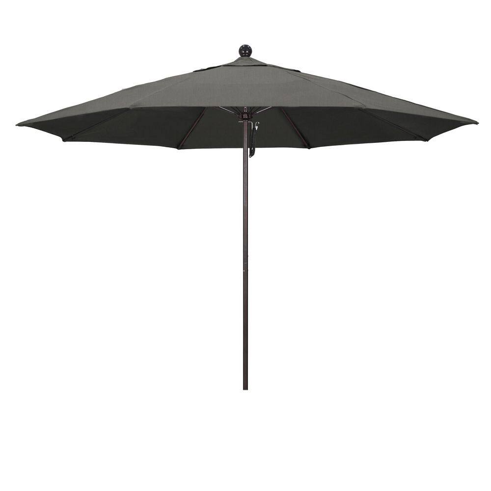 11 ft. Bronze Aluminum Market Patio Umbrella with Fiberglass Ribs Pulley Lift in Charcoal Sunbrella price history on PriceWatchPro