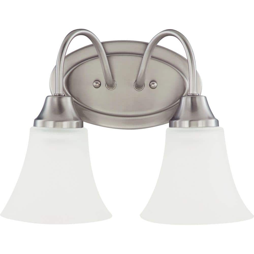 Holman 11.75 in. 2-Light Brushed Nickel Traditional Classic Bathroom Vanity