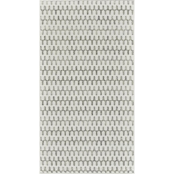 Maise Cream Beige 3 ft. x 5 ft. Modern Abstract Indoor Outdoor Doormat Runner Rug