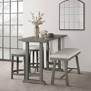 Nadalia 4-Piece Light Gray Wood Top Counter Height Dining Room Set Seats 4