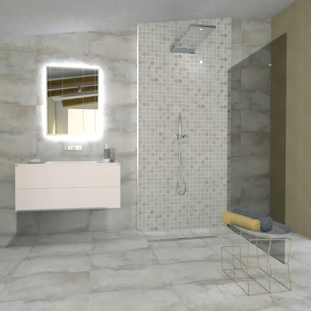 Angela Harris Gray Polished Porcelain Bullnose Tile Trim 24" x 3"