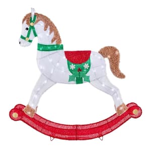 4 ft. LED Tinsel Rocking Horse Holiday Yard Decoration