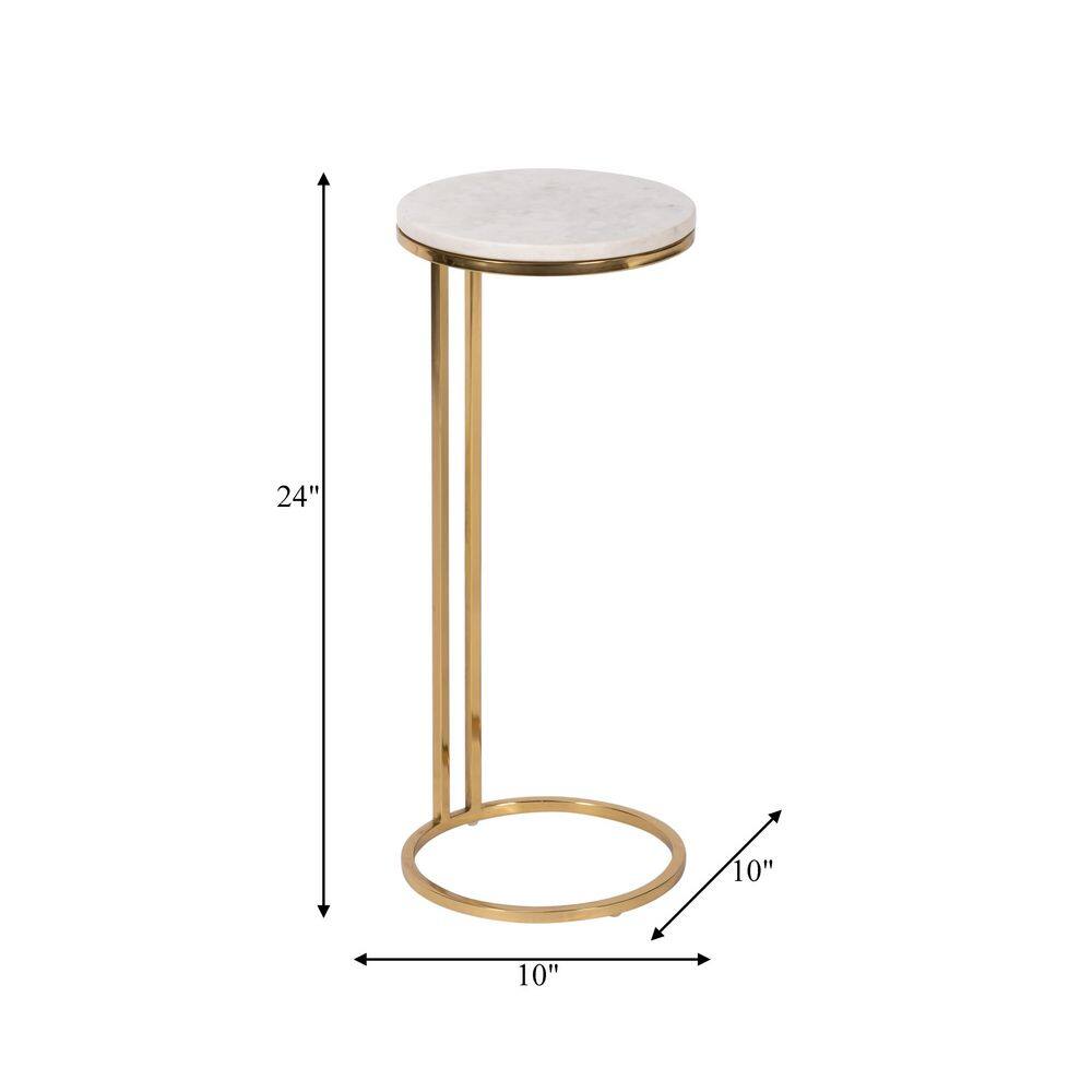 10 in. White Circle Marble Accent Table - thumbnail 2