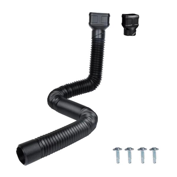 3 in. Black Plastic Downspout Extension Stretched Length 7 ft. for 2 in. x 3 in. Downspout and 3 in. x 4 in. Downspout