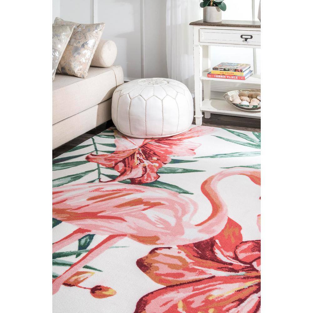 Stephanie Red Floral Synthetic Rectangular 8' x 10' Area Rug