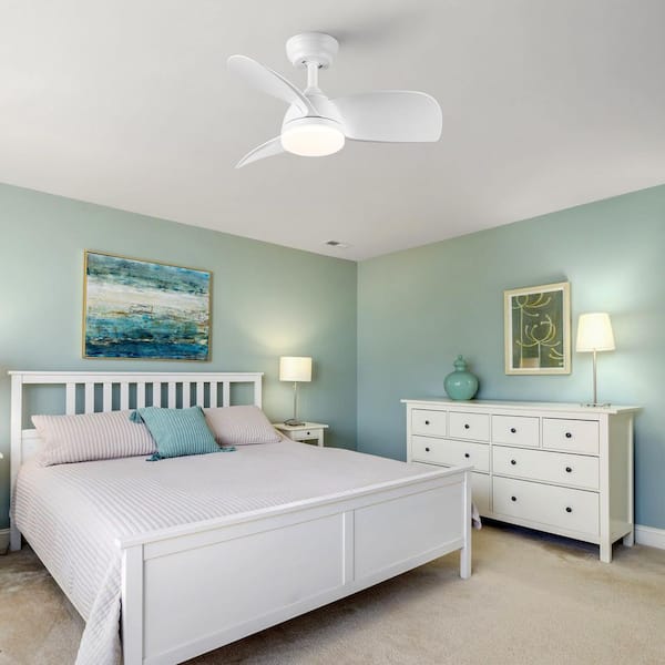 Avex 28 in. White Standard Ceiling Fan with Remote Control and Dimmable Integrated LED