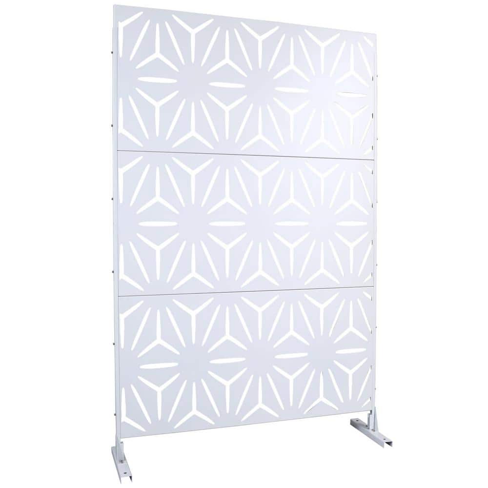 Anky 76 in. H x 48 in. W Steel Garden Fence, Metal Privacy Screens and Panels with Free Standing in White price history on PriceWatchPro