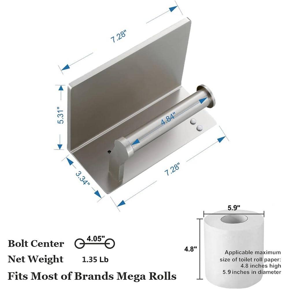 Brushed Nickel Aluminum Toilet Paper Holder with Shelf
