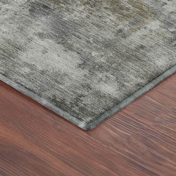 Mayfield Premium Machine Washable Abstract AMF2368 Gray 3 ft. x 5 ft. Area Rug