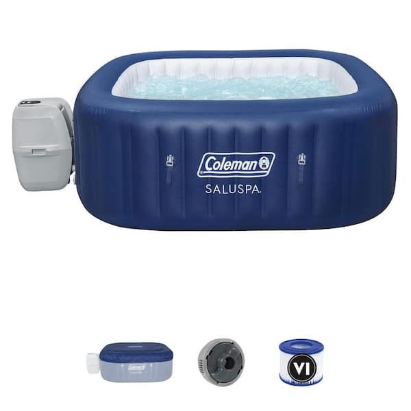 Bestway - SaluSpa 4-Person 60-Jet Square Portable Inflatable Outdoor Hot Tub Spa, Blue