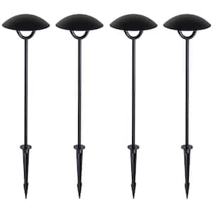 Low Voltage Matte Black Hardwired Weather Resistant Integrated LED Path Light with Ground Stake (4-Pack)