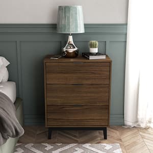 Victoria Walnut 3 Drawer 26.25 in. Wide Chest of Drawers