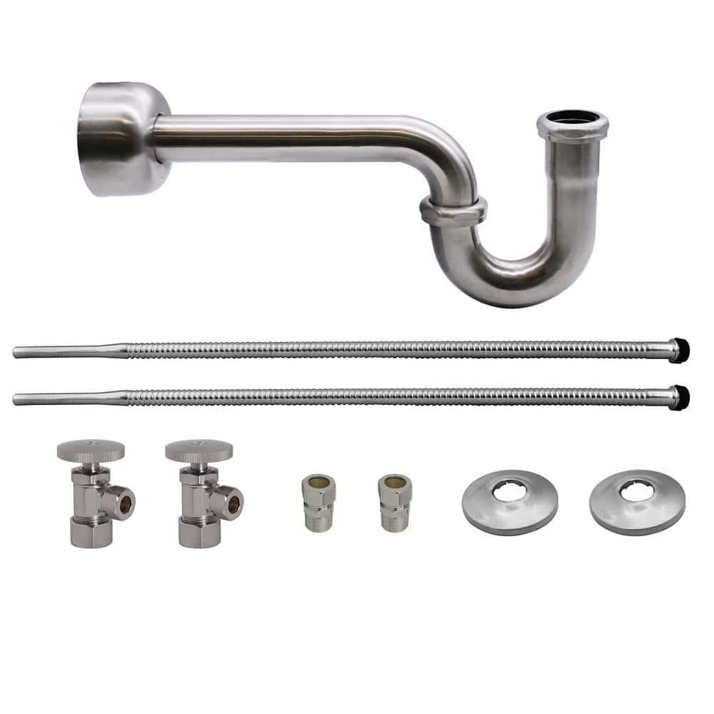 Westbrass Standard Pedestal Lavatory Supply Kit, Satin Nickel