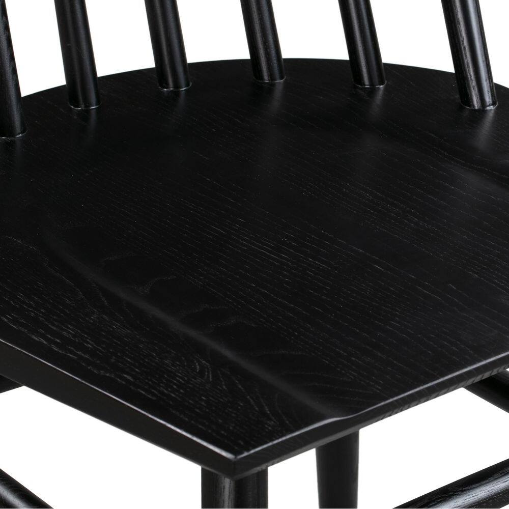 Black High Back Solid Wood Slat Dining Chair