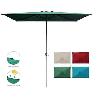 10 ft. x 6.5 ft. Rectangular Market Outdoor Patio Umbrella Table with Push Button Tilt and Crank in Dark Green