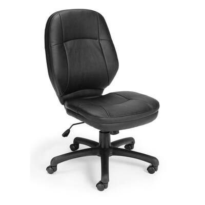 Stimulus Series Black Leatherette Executive Mid-Back Armless Chair