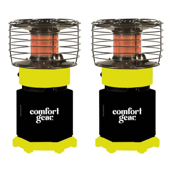 2 Pack 360 Degree Propane Heater, 7500 to 10000 BTU, Black/Yellow