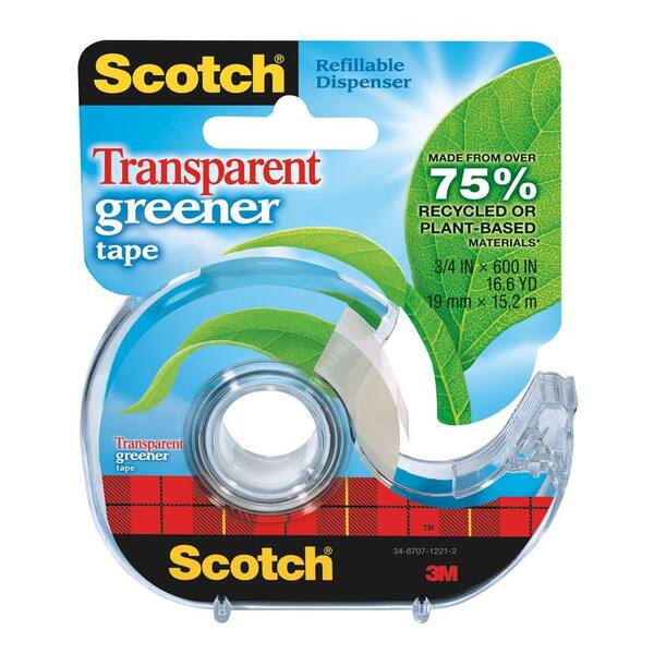 Scotch 3/4 in. x 16.6 yds. Transparent Greener Tape (Case of 144)