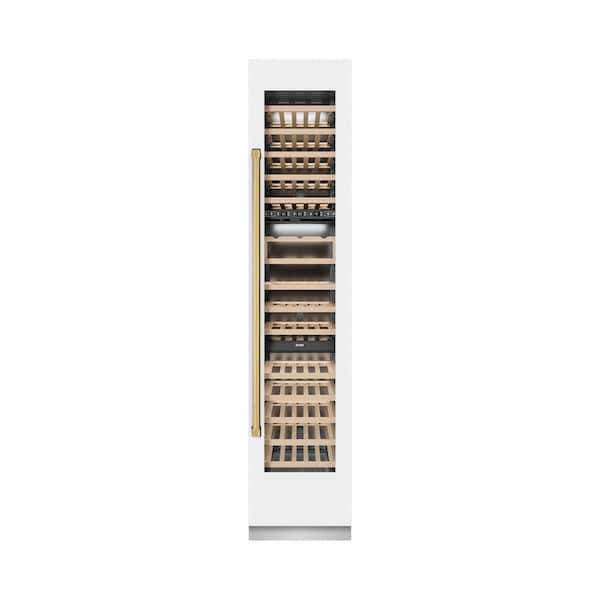 Autograph Edition 18 in. Triple Zone 68-Bottle Right Hinge Column Wine Cooler in White Matte with Polished Gold Accents
