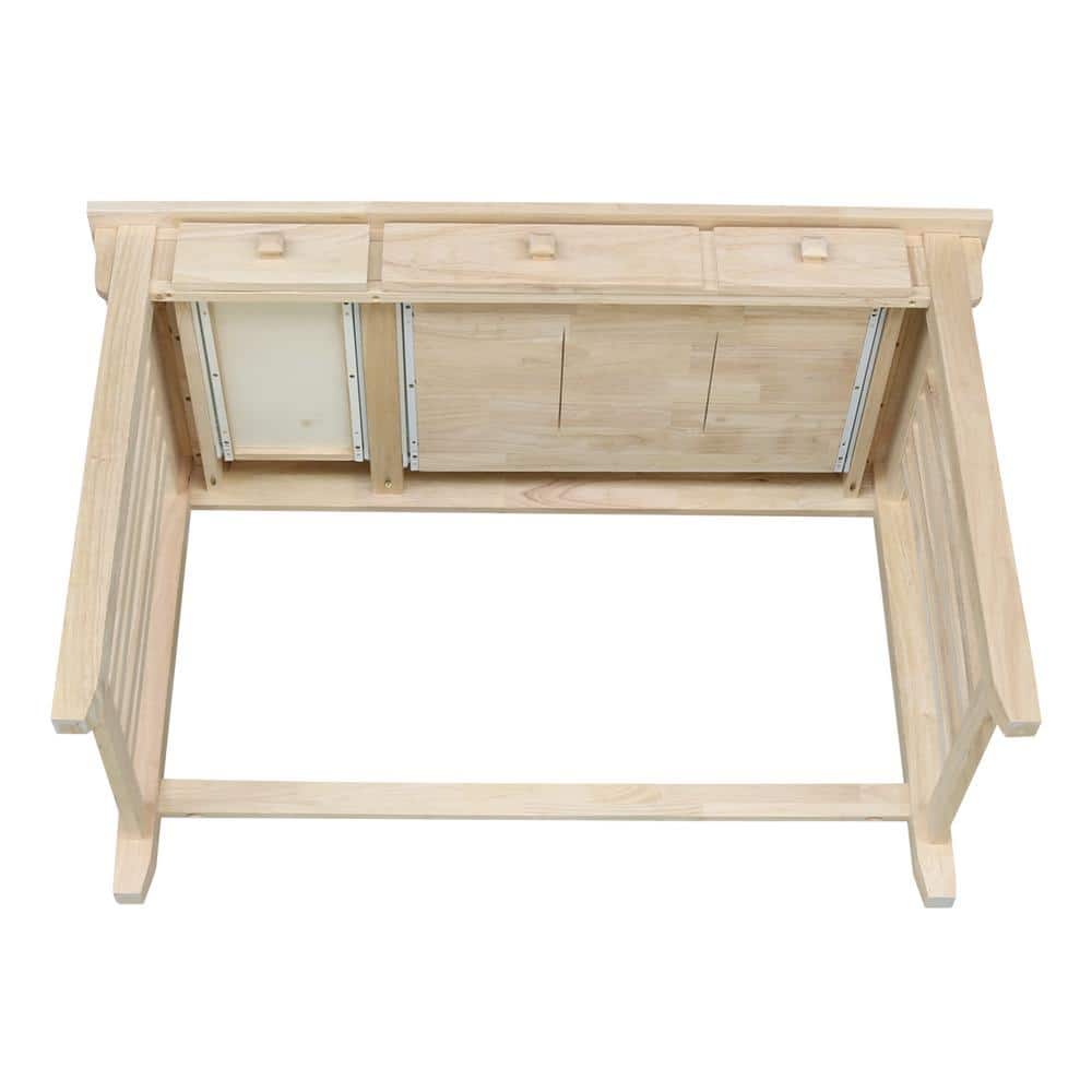 Solid Wood Mission Computer Desk with Drawer and Keyboard Tray