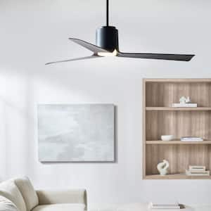 Fan Peel Smart 52 in. Indoor/Outdoor Midnight Black Standard Downrod Mount Ceiling Fan with LED Light Kit and Remote