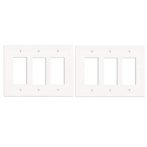 White 3-Gang GFCI Wall Plate (2-Pack)