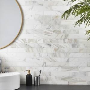 Calacatta Gold White 2 in. x 8 in. Polished Marble Floor and Wall Tile (3.34 sq. ft./Case)