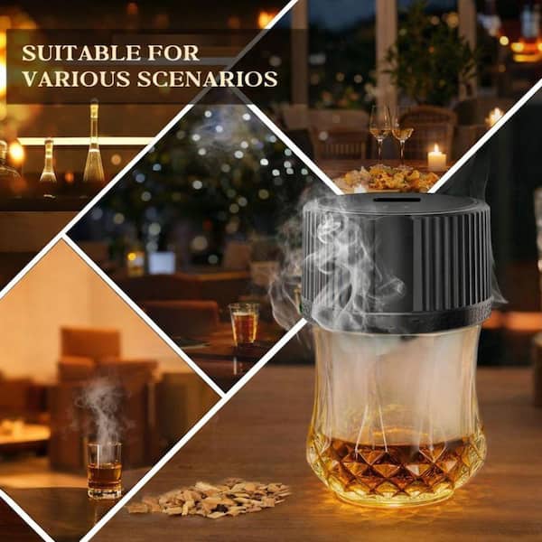 Lynzavix Clear Glass Electric Cocktail Smoker Kit with LED Lights