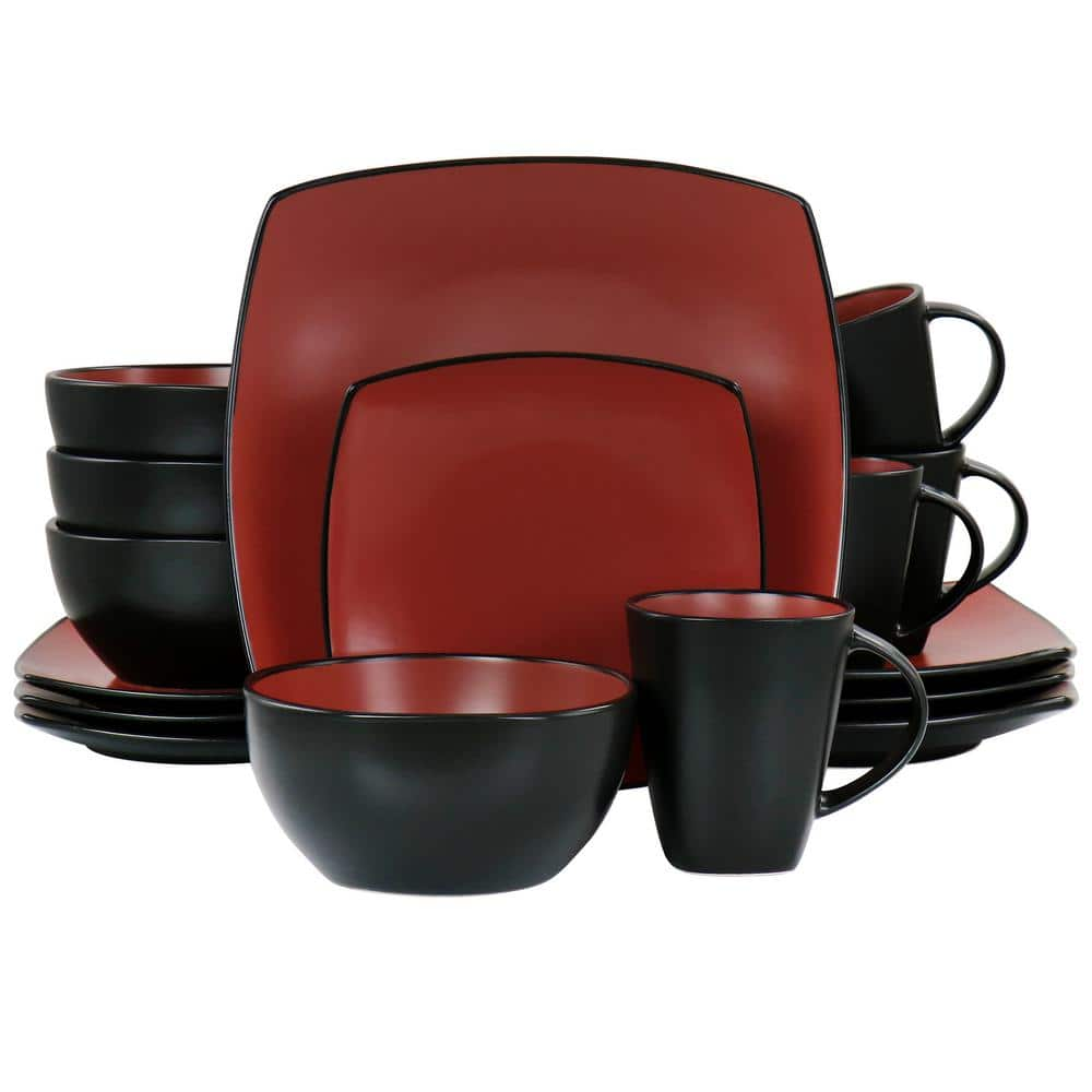 UPC 085081541161 product image for Soho Lounge 16-Piece Red Matte Glazed Stoneware Dinnerware Set | upcitemdb.com