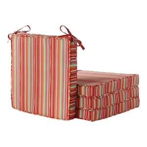 18 in. x 18 in. Watermelon Stripe Square Outdoor Dining Seat Cushion (4-Pack)