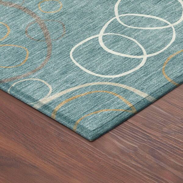 Chantille Machine Washable Indoor/Outdoor Abstract ACN2408 Teal 10 ft. x 14 ft. Area Rug