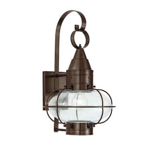 Classic Onion 1-Light Bronze Outdoor Medium Wall Lantern Sconce with Clear Glass