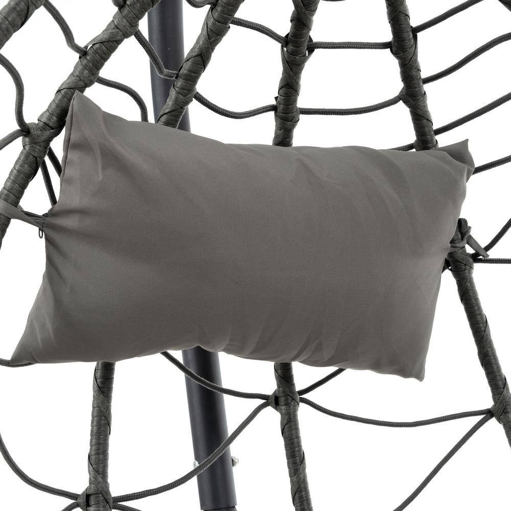 Gray Steel Outdoor Hanging Egg Chair with Cushions