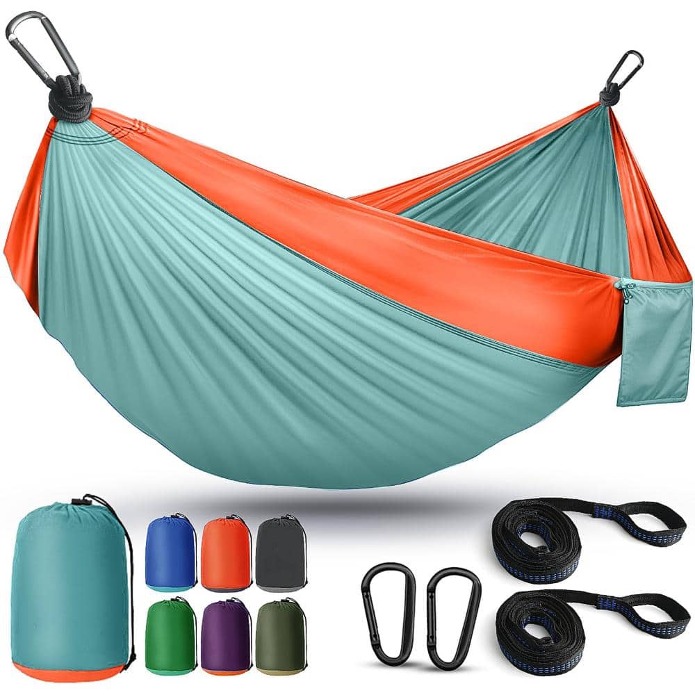 106 x 55 in 600 lb Camping Hammock Lightweight Portable Cyan Orange 6-Piece price history on PriceWatchPro
