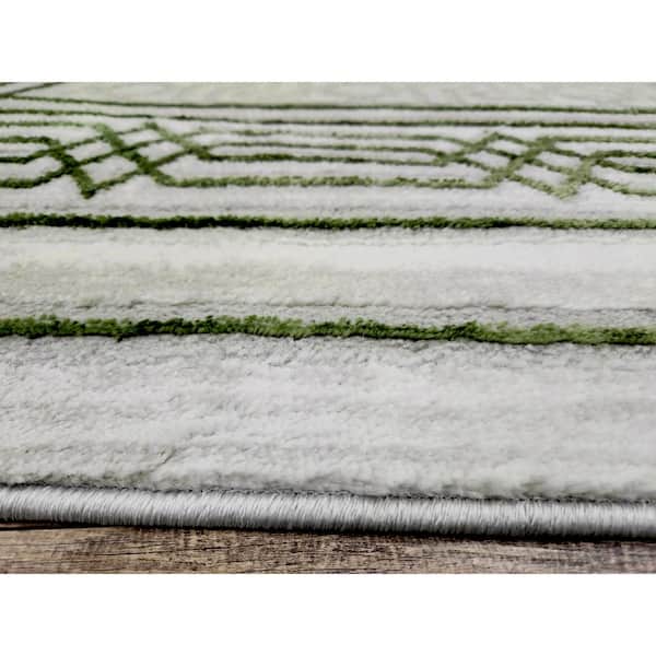 Davide 1231 Transitional Bordered Green 2 ft. x 8 ft. Runner Area Rug