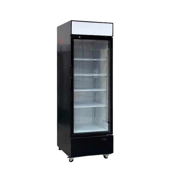 Cooler Depot 28 in. W 14.7 cu. ft. Upright Commercial One Single Glass Door Refrigerator in Black