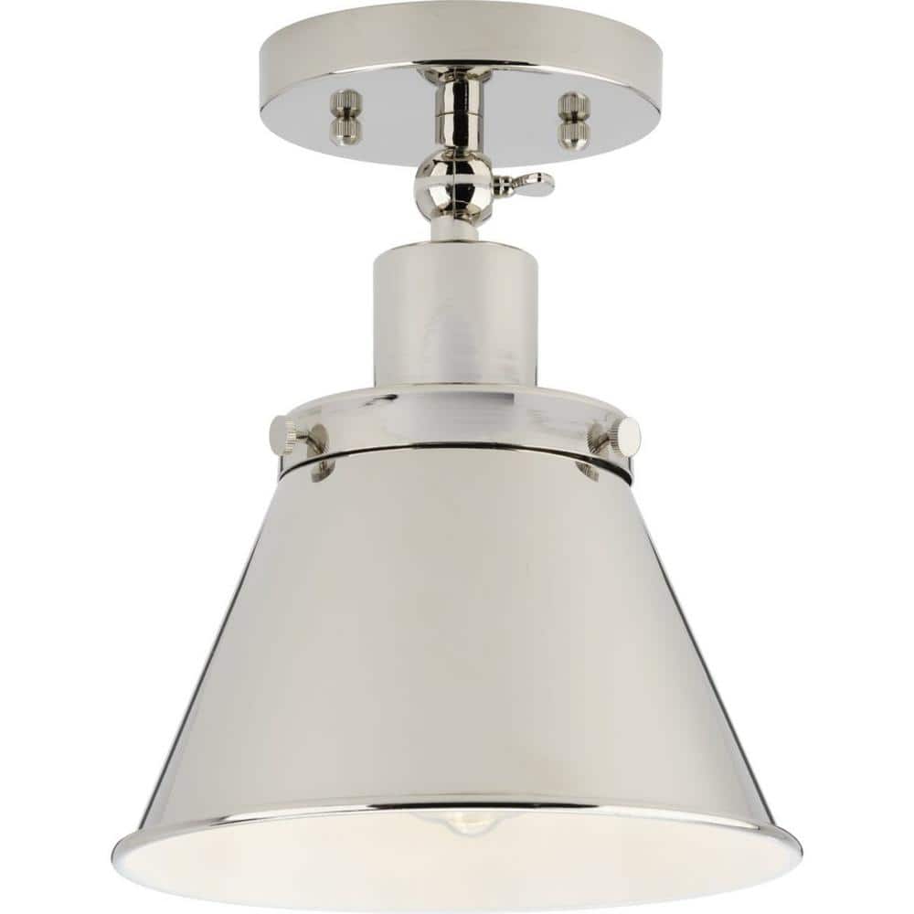 Polished Chrome Vintage-Style Semi-Flush Ceiling Light 8.25"