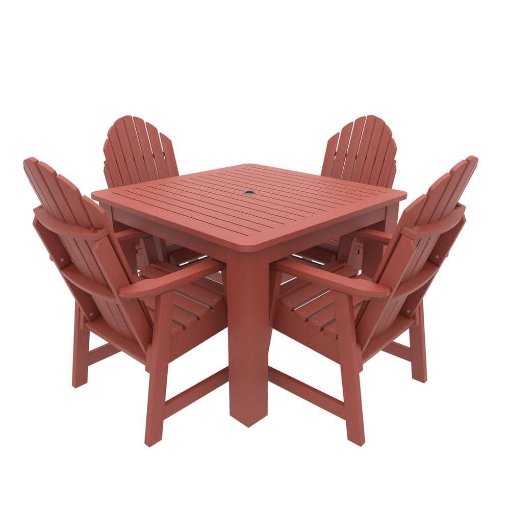 Highwood Muskoka 5Pieces Square Bistro Recycled Plastic Outdoor Dining Set CMST5SQ44HDRED