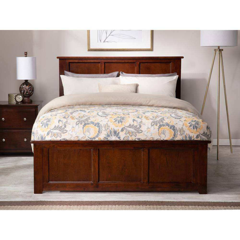 Madison Walnut Full Wood Platform Bed with Headboard