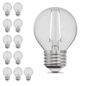 60-Watt Equivalent G16.5 Globe Dimmable White Filament CEC Clear Glass E26 LED Light Bulb, True White 3500K (12-Pack)