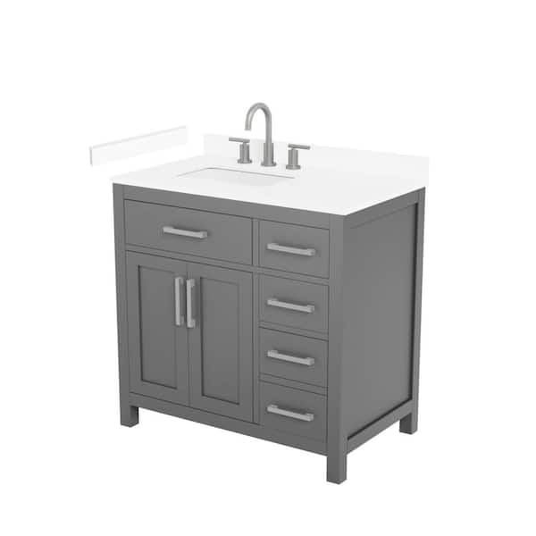 Beckett 36 in. Single Freestanding Dark Gray Bath Vanity with White Cultured Marble Top