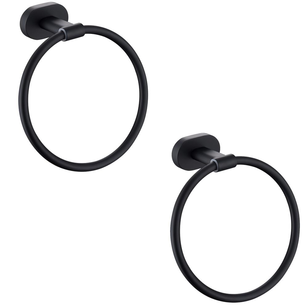 Matte Black Stainless Steel Wall Mounted Towel Ring Set