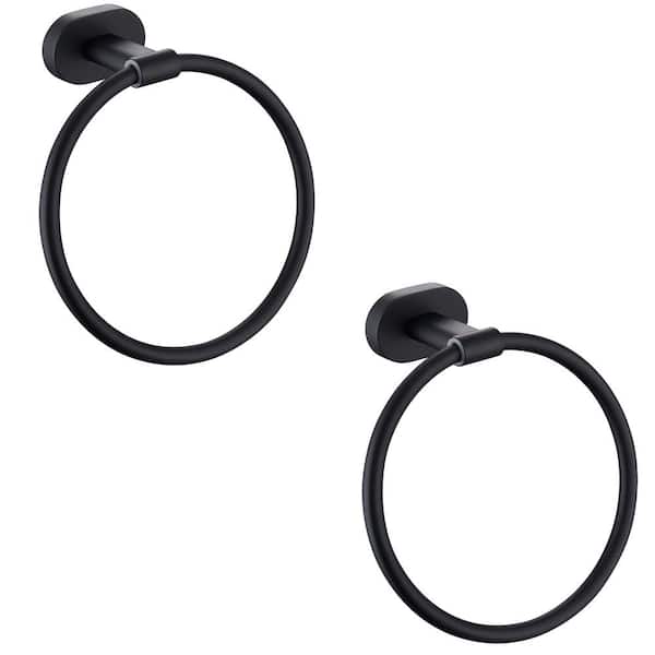 ruiling Wall Mounted Towel Ring in Stainless Steel Matte Black-2 Pack