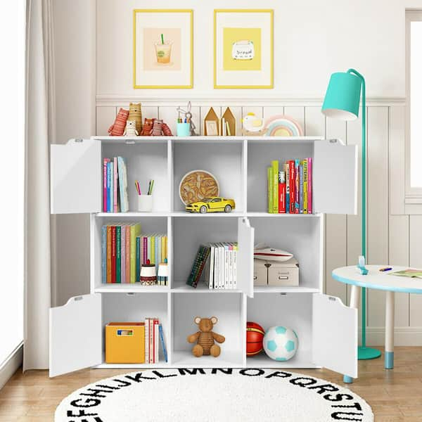 Costway 9 Cube Bookcase Cabinet Wood Bookcase Storage Shelves Room Divider Organization