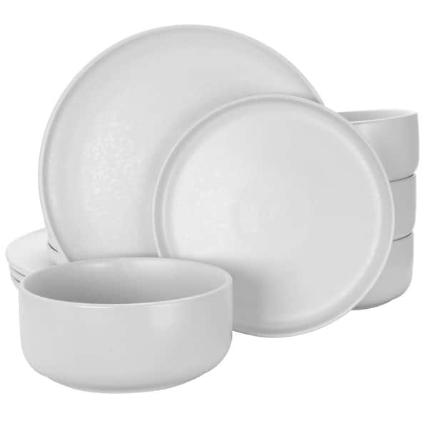 Gibson Home Stone Lava 12-Piece Casual White Ceramic Dinnerware Set (Service for 4)