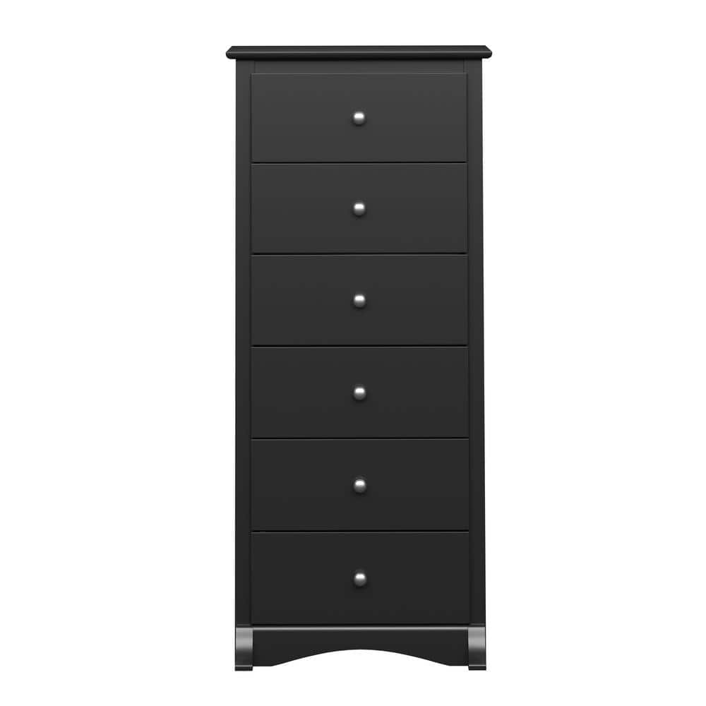 Black Vertical 6-Drawer Chest with Roller Glides