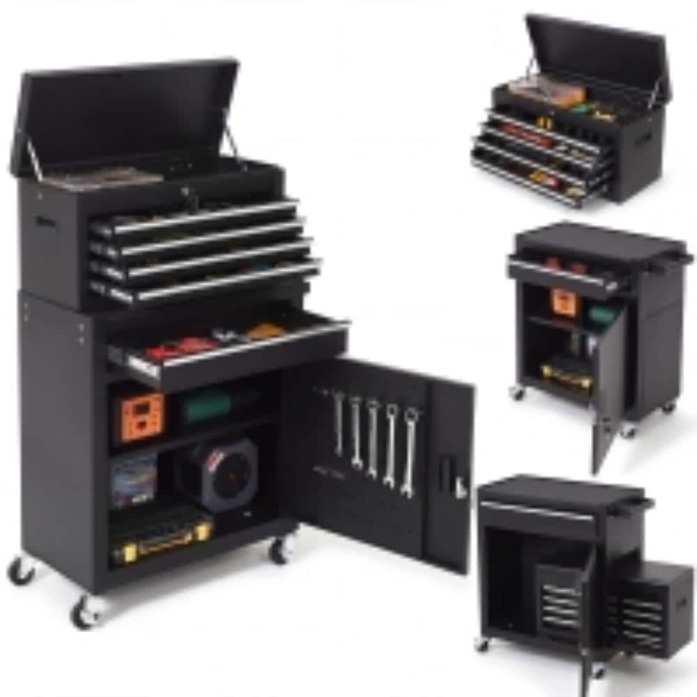 5-Drawer Black Tool Chest Tool Box ,Lockable Detachable Rolling Storage, 2-in-1 Compact Metal Cabinet with Top Chest price history on PriceWatchPro