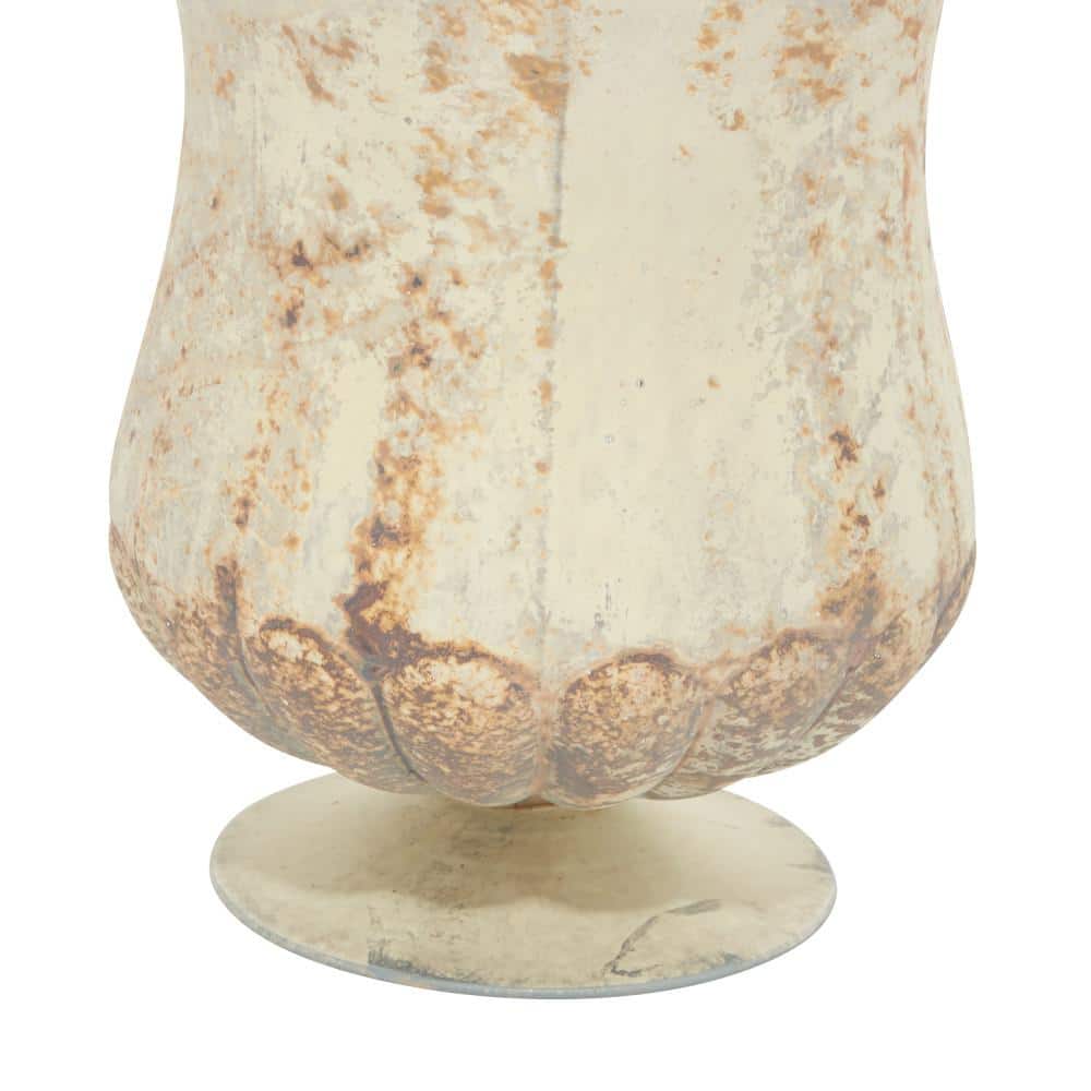 Rustic Brown Scalloped Glass Hurricane Table Vase Set
